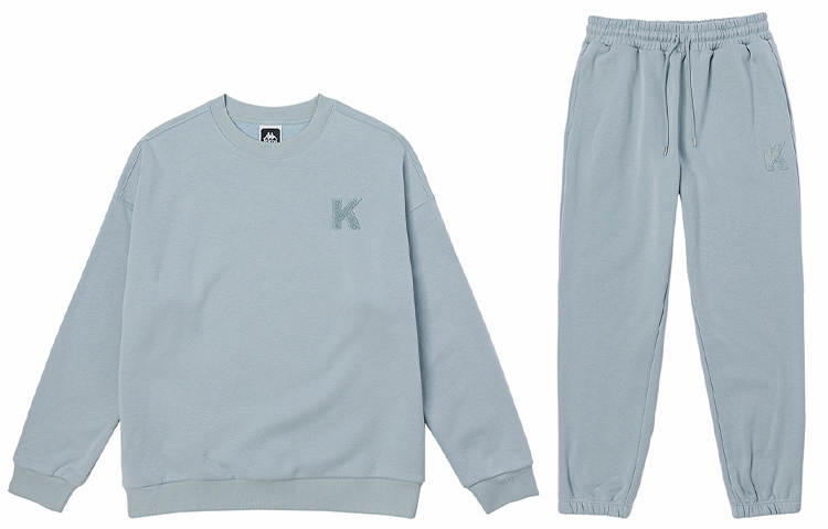Kappa Casual Breathable Sports Fleece Lined Pullover Sweatshirt With Drawstring Waist Sweatpants Set Unisex