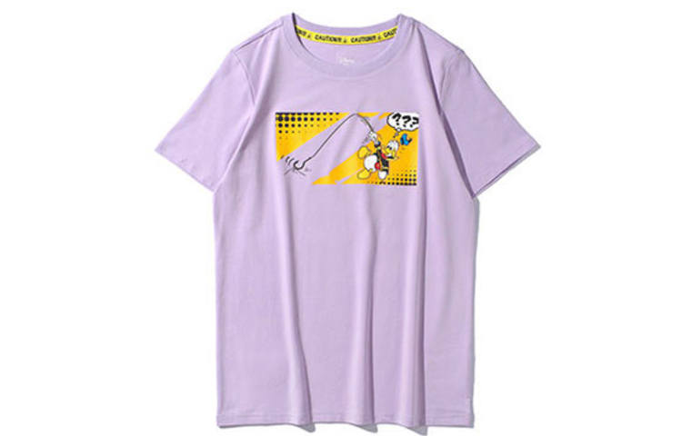 Li-Ning Li Ning X Disney T Shirts Women's Light Purple Crew Neck Moderate Straight Fit