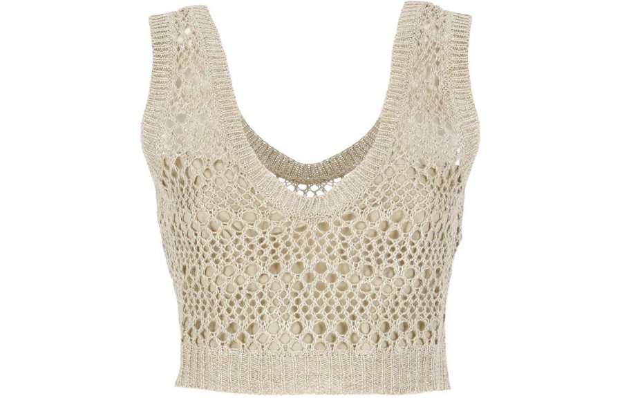 Brunello Cucinelli Brunello Cucinelli Open-Knitted Sleeveless Top