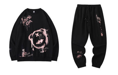 LAMLICKA Sweatshirt Sets Unisex Crew Neck Moderate