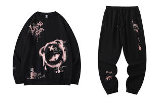 LAMLICKA Sweatshirt Sets Unisex Crew Neck Moderate