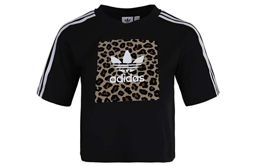 Adidas Originals Crop Tops Women's Black Crew Neck Moderate