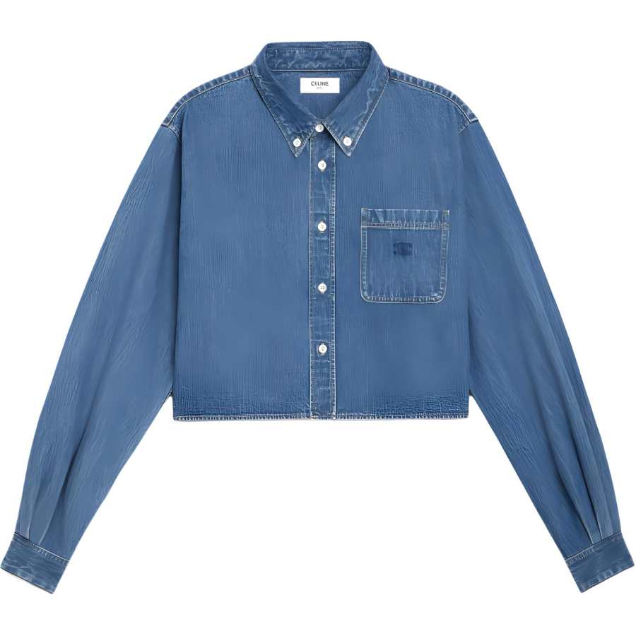 CELINE Cropped Shirt In Union Ocean Wash Denim