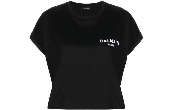 BALMAIN BALMAIN Logo Printed Short Sleeved Cropped T Shirt