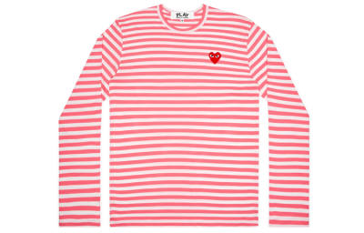 CDG Play T Shirts Women's Pink Crew Neck Moderate