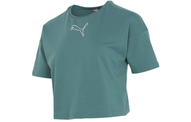 PUMA Crop Tops Women's Green Crew Neck Moderate