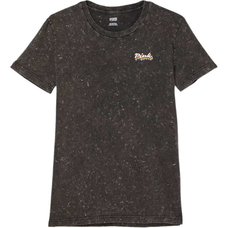 Victoria's Secret T Shirt Women's Black Sole Multicolor Logo