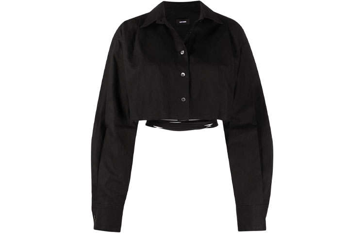 WE11DONE Crop Tops Women's Black Square Collar Moderate