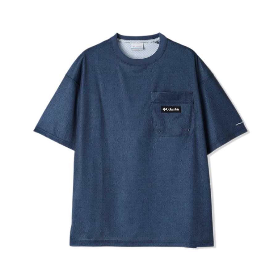 Columbia T Shirts Men's Blue Crew Neck Moderate Straight Fit