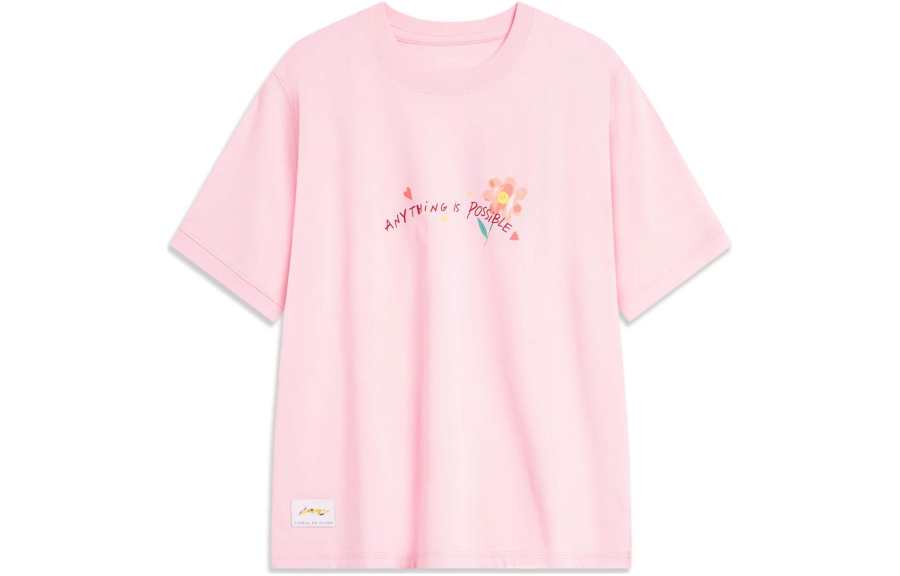 Li-Ning Li Ning Sports Life Collection Drop Shoulder Sleeve T Shirt Women's Ying Pink
