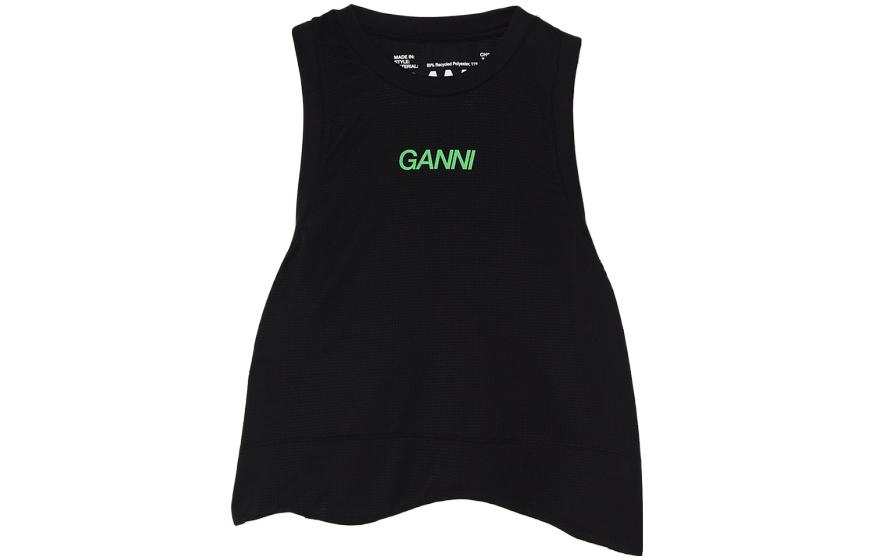 GANNI Tank Tops Women's Black Crew Neck Moderate Straight Fit