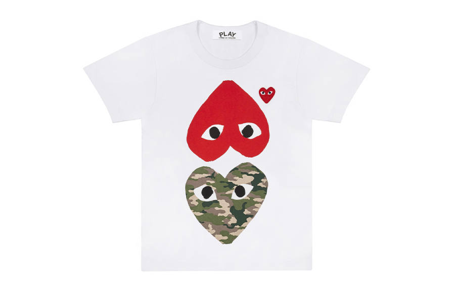 CDG Play Regular Sleeve T Shirt Women's White