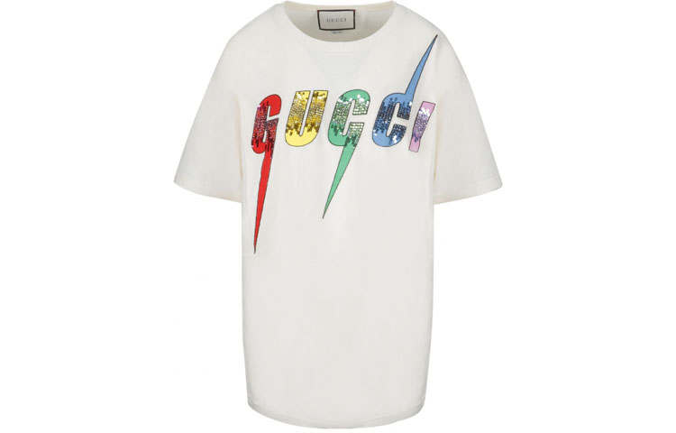 GUCCI Drop Shoulder Sleeve T Shirt Women's White