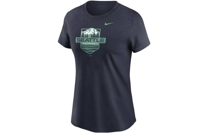 Nike Nike T Shirts Women's Marine Blue Crew Neck Moderate Straight Fit