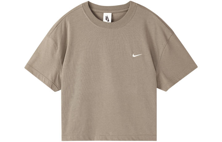 Nike Nike T Shirts Women's Olive Gray Crew Neck Moderate
