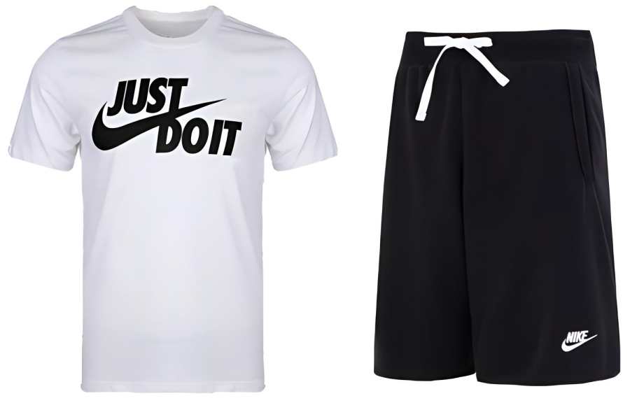 Nike Nike Casual Sportswear Men's White+Black Crew Neck Moderate