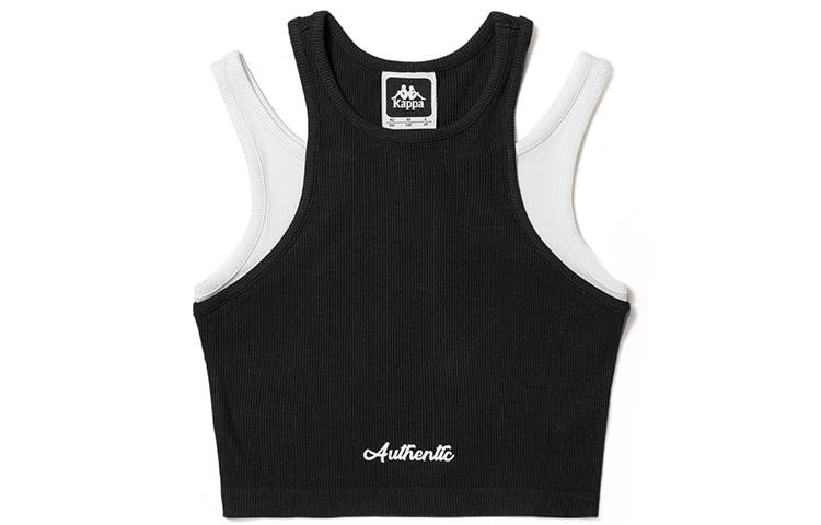 Kappa Tank Tops Women's Black 990 Crew Neck Moderate Straight Fit