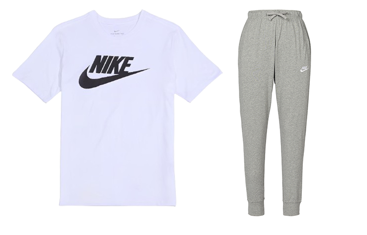 Nike Nike Casual Sportswear Men's White+Dark Gray Crew Neck Moderate