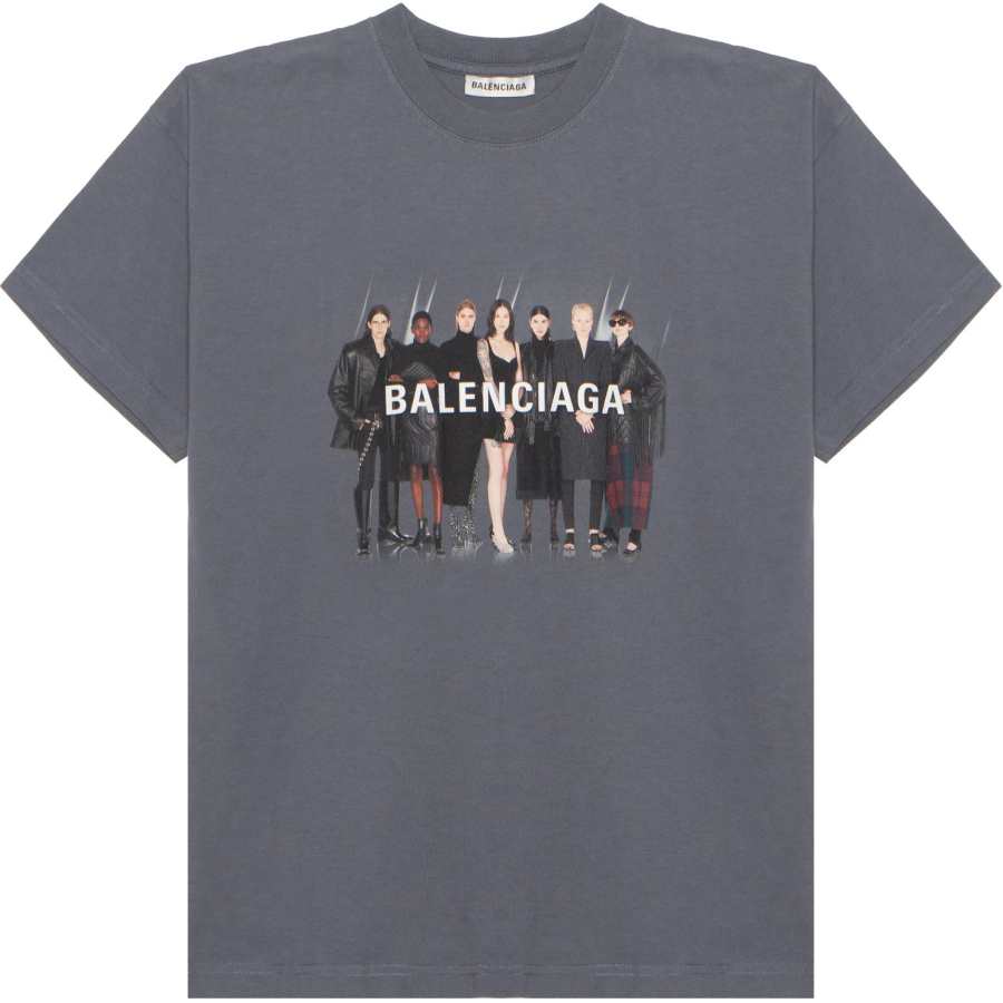 Balenciaga Drop Shoulder Sleeve T Shirt Women's Gray