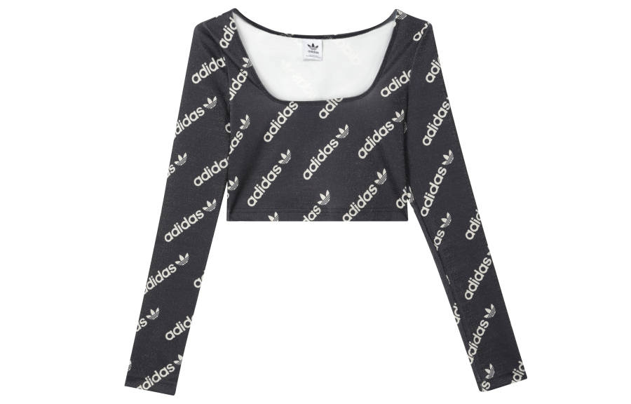 Adidas Originals Crop Tops Women's Black Square Collar Moderate