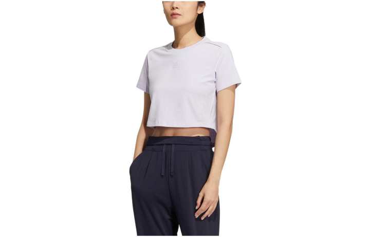 Adidas Adidas Crop Tops Women's Light Purple Crew Neck Moderate