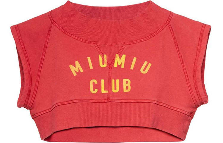 MIU MIU Crop Tops Women's Red Crew Neck Moderate