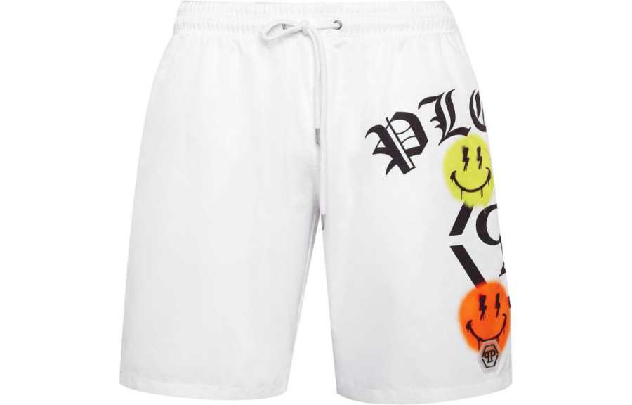 PHILIPP PLEIN SS24 Beach Shorts Men's White