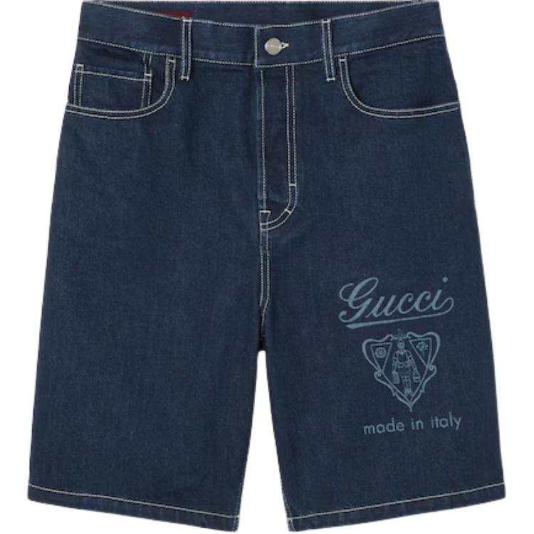 GUCCI Logo Detailed Denim Shorts