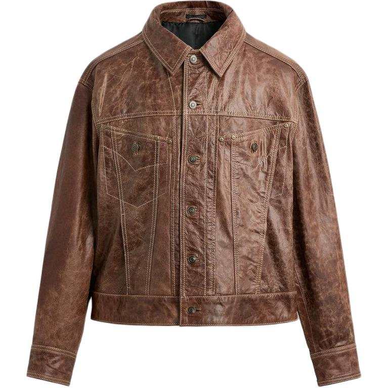 ZARA ZARA Leather Jacket Men's Brown