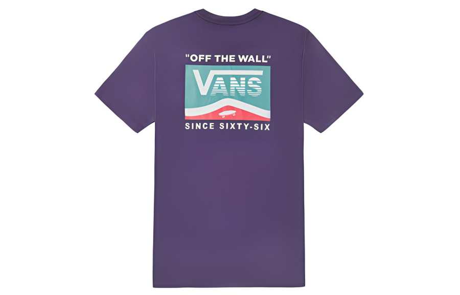 Vans T Shirts Women's Purple Crew Neck Moderate Straight Fit