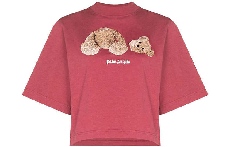 Palm Angels bear-print cropped T-shirt