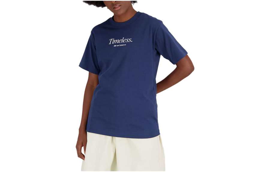 New Balance New Balance T Shirts Women's Marine Blue Crew Neck Moderate Straight Fit