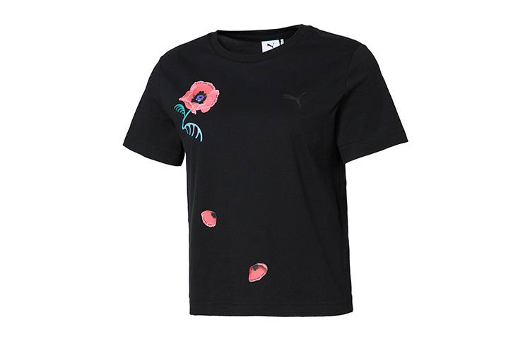 PUMA X Sue Tsai T Shirts Women's Black Crew Neck Moderate Straight Fit