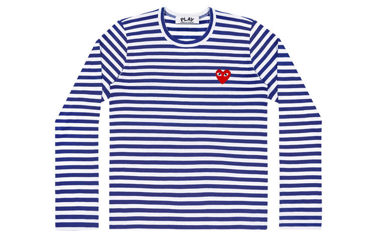 CDG Play Comme Des Garcons Play Women's Striped Long Sleeve T shirt Blue/White