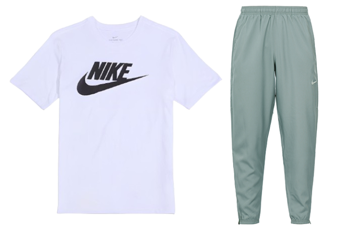 Nike Nike Casual Sportswear Men's White+Gray Crew Neck Moderate