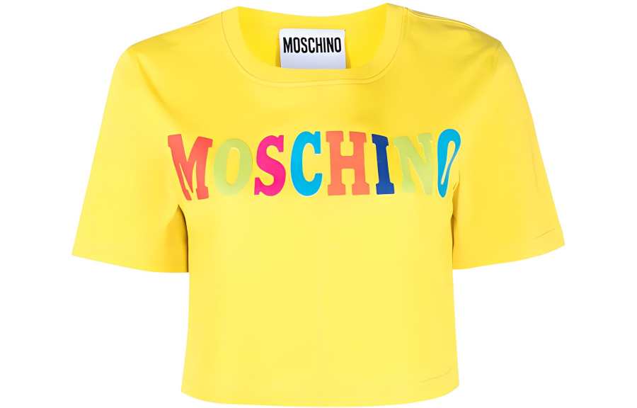 MOSCHINO Crop Tops Women's Yellow Crew Neck Moderate