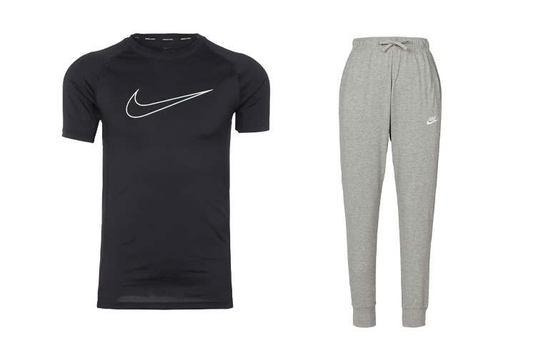 Nike Nike Casual Sportswear Men's Short Sleeved T Shirts+Gray Sweatpants Crew Neck Moderate