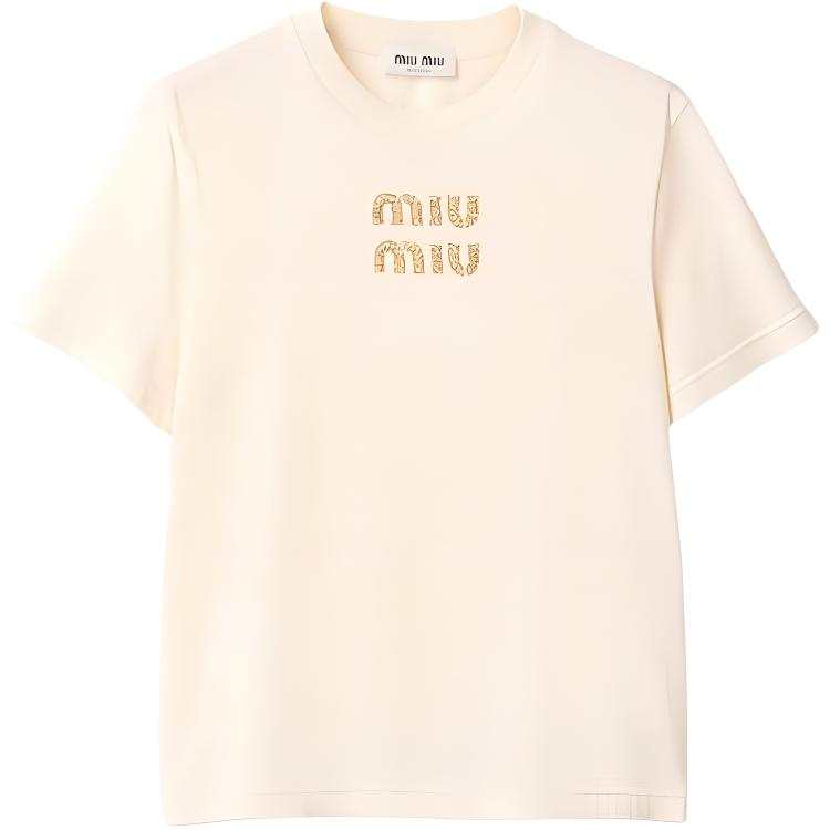 MIU MIU Logo-Embellished Crewneck T-Shirt