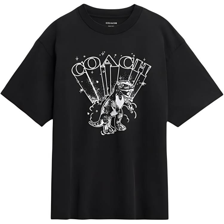 COACH COACH T Shirts Men's Black Crew Neck Moderate