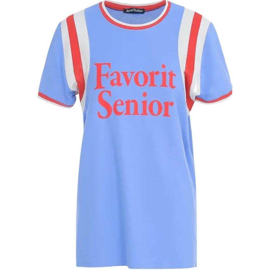 Acne Studios Acne Studios Regular Sleeve T Shirt Women's Blue/Red Color