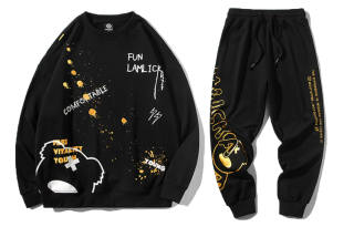 LAMLICKA Sweatshirt Sets Unisex Crew Neck Moderate