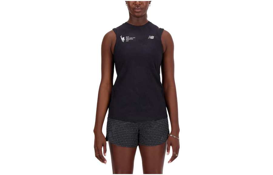 New Balance New Balance NYC Marathon Q Speed Tank Tops Women's Black Crew Neck Moderate Straight Fit