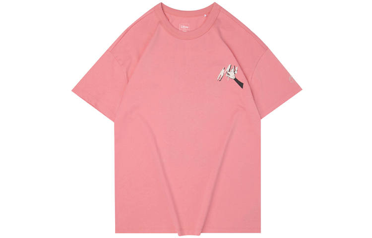 Li-Ning Li Ning T Shirts Women's Apricot Pink Crew Neck Moderate Straight Fit