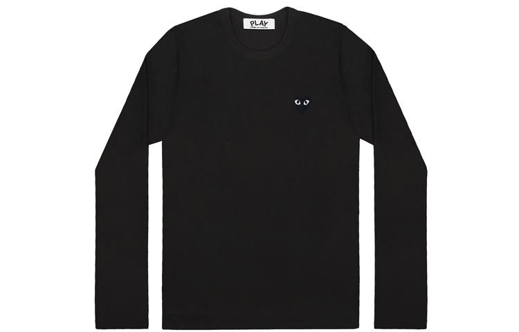 CDG Play T Shirts Women's Black Crew Neck Moderate Straight Fit