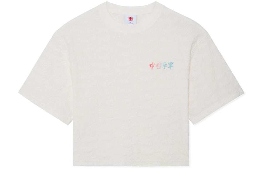 Li-Ning Li Ning Crop Tops Women's Ecru Crew Neck Moderate