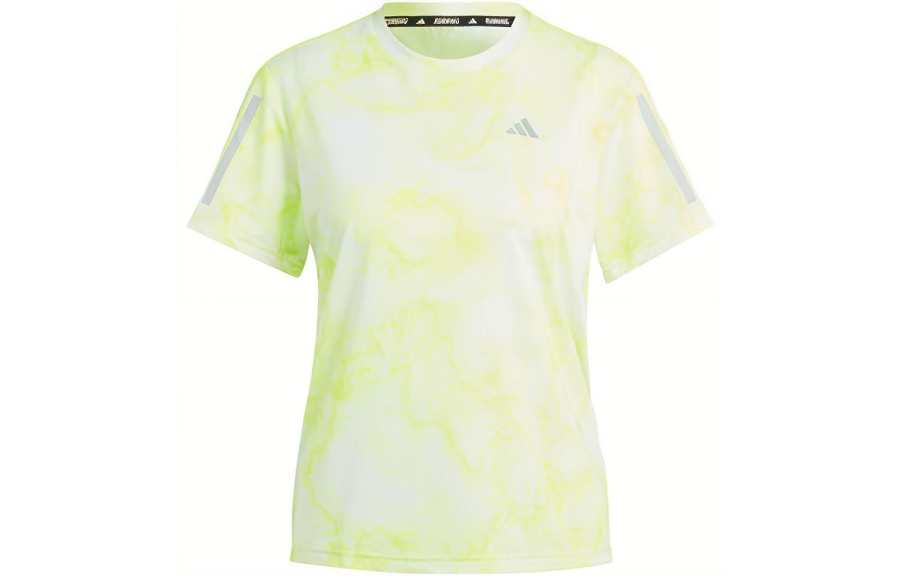 Adidas Adidas ALLOVER PRINT Running T Shirts Women's Bright Lemon Crew Neck Moderate Straight Fit