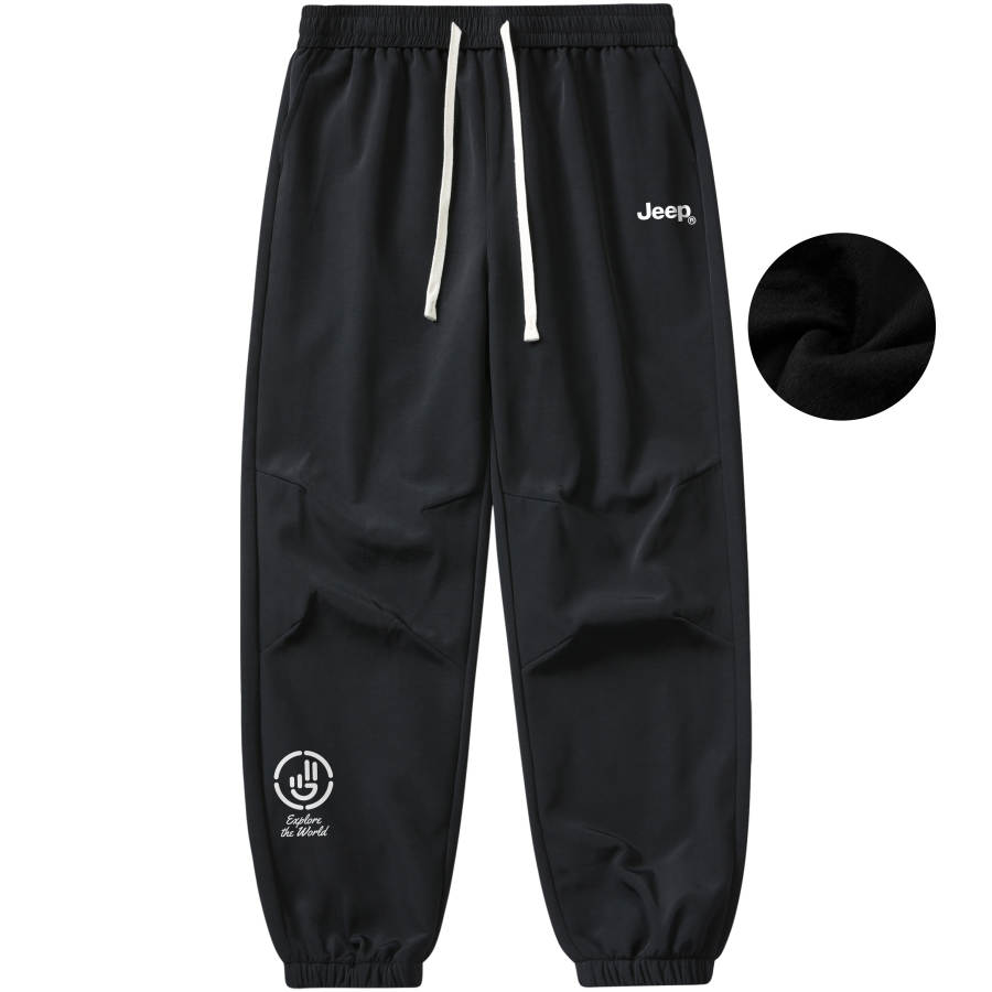 Jeep Casual Pants Unisex Thickened And Fleece Lined Cuffed Pants