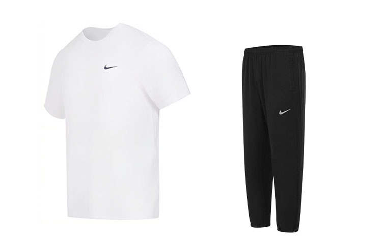 Nike Nike Casual Sportswear Men's White T Shirt+Black Pants Crew Neck Moderate