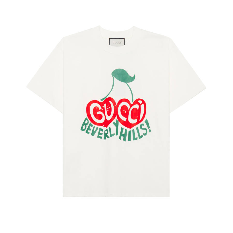 GUCCI Drop Shoulder Sleeve T Shirt Women's Ecru