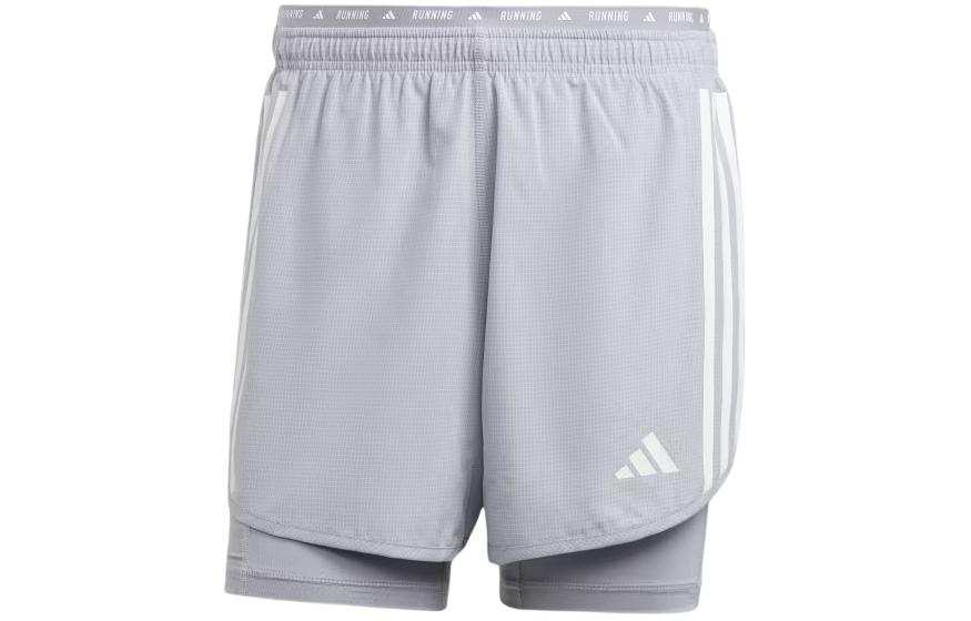 Adidas Adidas Own The Run 3 Stripes 2 in 1 Shorts Casual Shorts Men's Gray